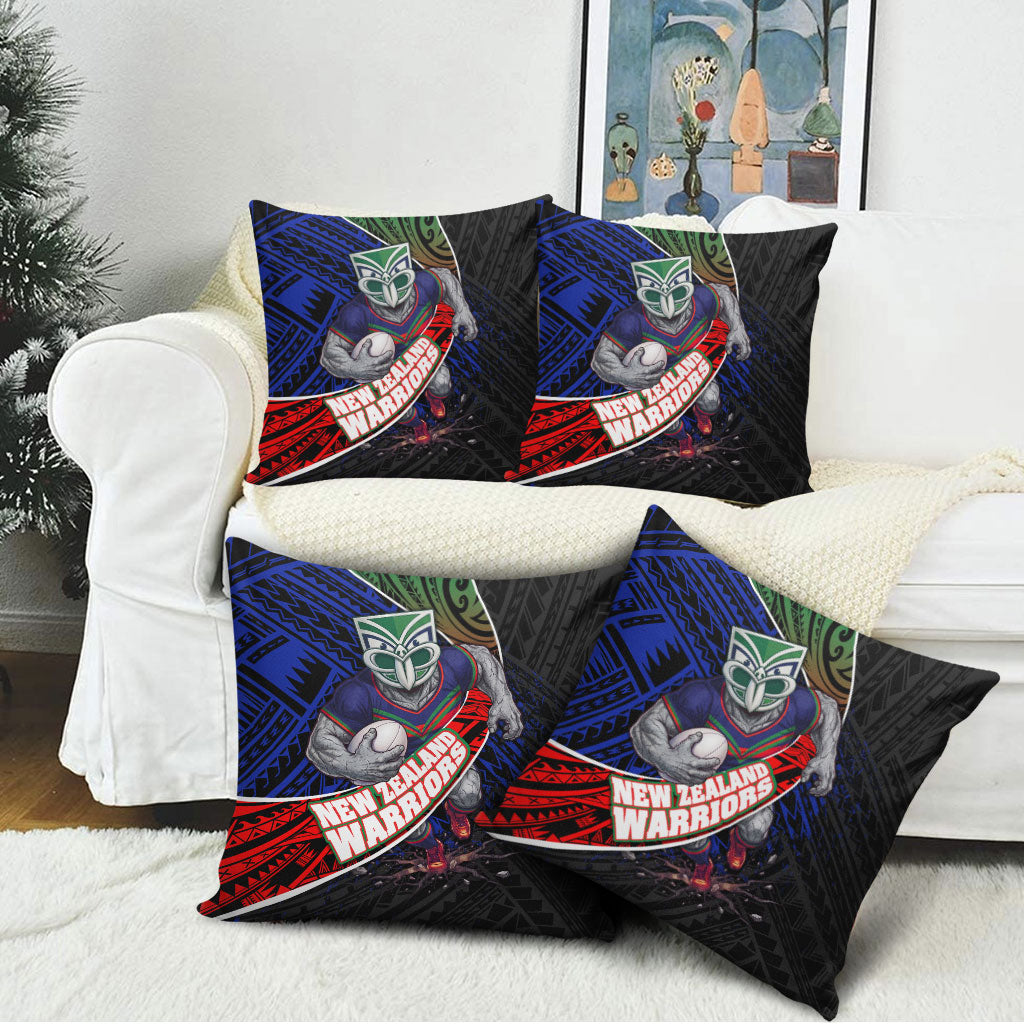 New Zealand Warriors Rugby Pillow Cover Tribal Polynesian Power Art - Lightning Mascot