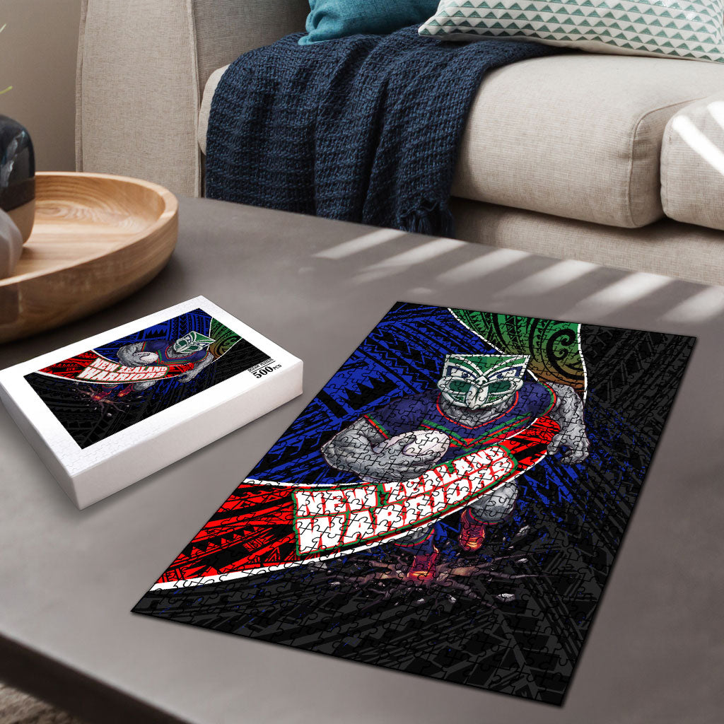 New Zealand Warriors Rugby Puzzle Tribal Polynesian Power Art - Lightning Mascot