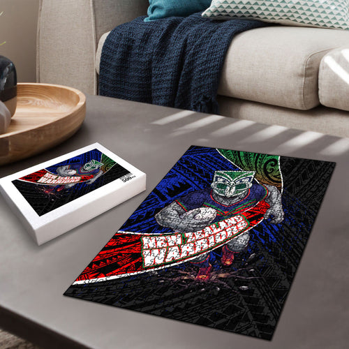 New Zealand Warriors Rugby Puzzle Tribal Polynesian Power Art - Lightning Mascot