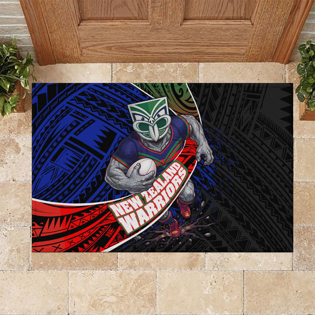 New Zealand Warriors Rugby Rubber Doormat Tribal Polynesian Power Art - Lightning Mascot