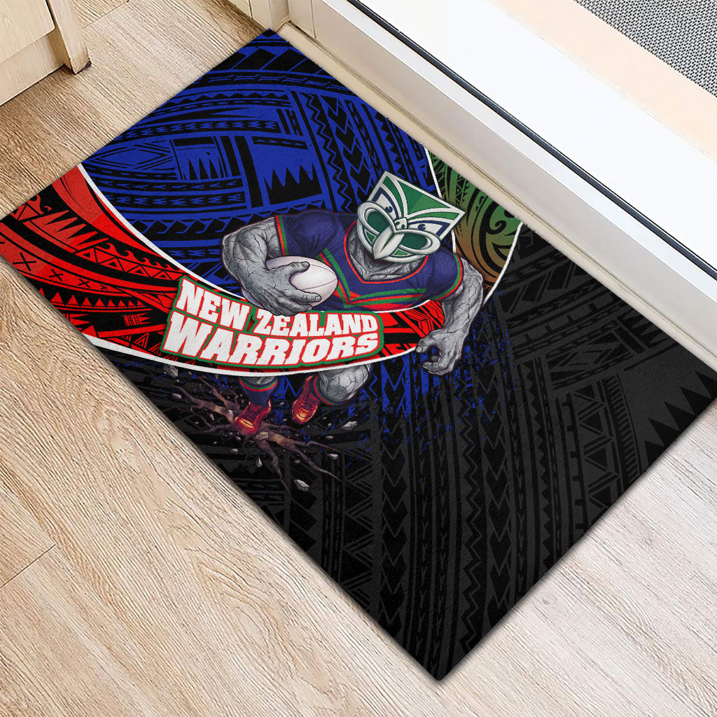 New Zealand Warriors Rugby Rubber Doormat Tribal Polynesian Power Art - Lightning Mascot