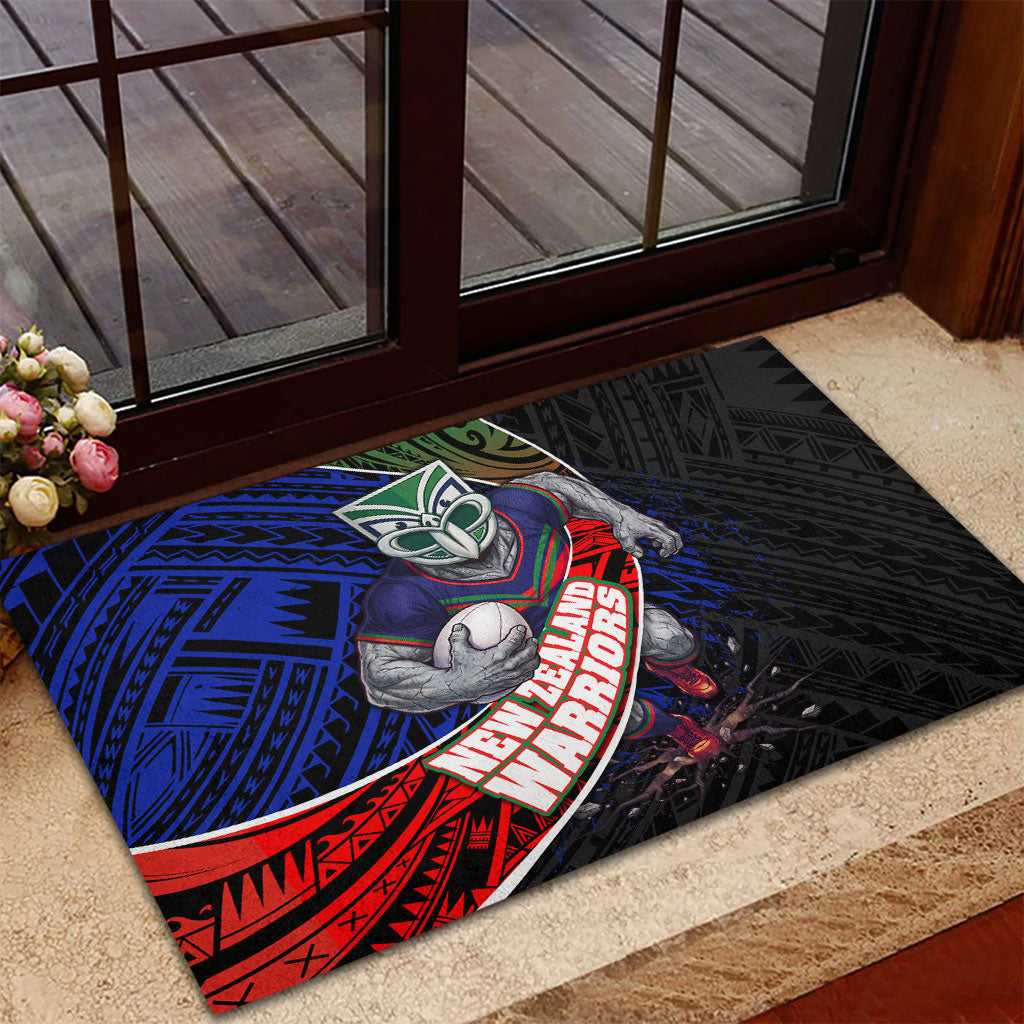 New Zealand Warriors Rugby Rubber Doormat Tribal Polynesian Power Art - Lightning Mascot