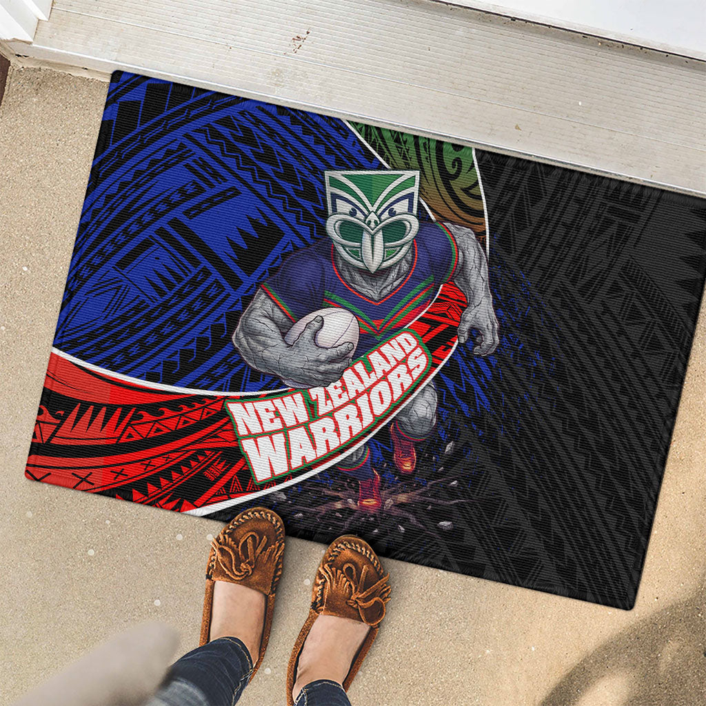 New Zealand Warriors Rugby Rubber Doormat Tribal Polynesian Power Art - Lightning Mascot