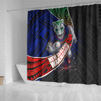New Zealand Warriors Rugby Shower Curtain Tribal Polynesian Power Art - Lightning Mascot