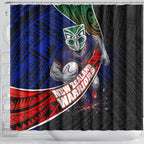 New Zealand Warriors Rugby Shower Curtain Tribal Polynesian Power Art - Lightning Mascot