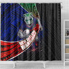 New Zealand Warriors Rugby Shower Curtain Tribal Polynesian Power Art - Lightning Mascot