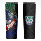 New Zealand Warriors Rugby Skinny Tumbler Tribal Polynesian Power Art - Lightning Mascot