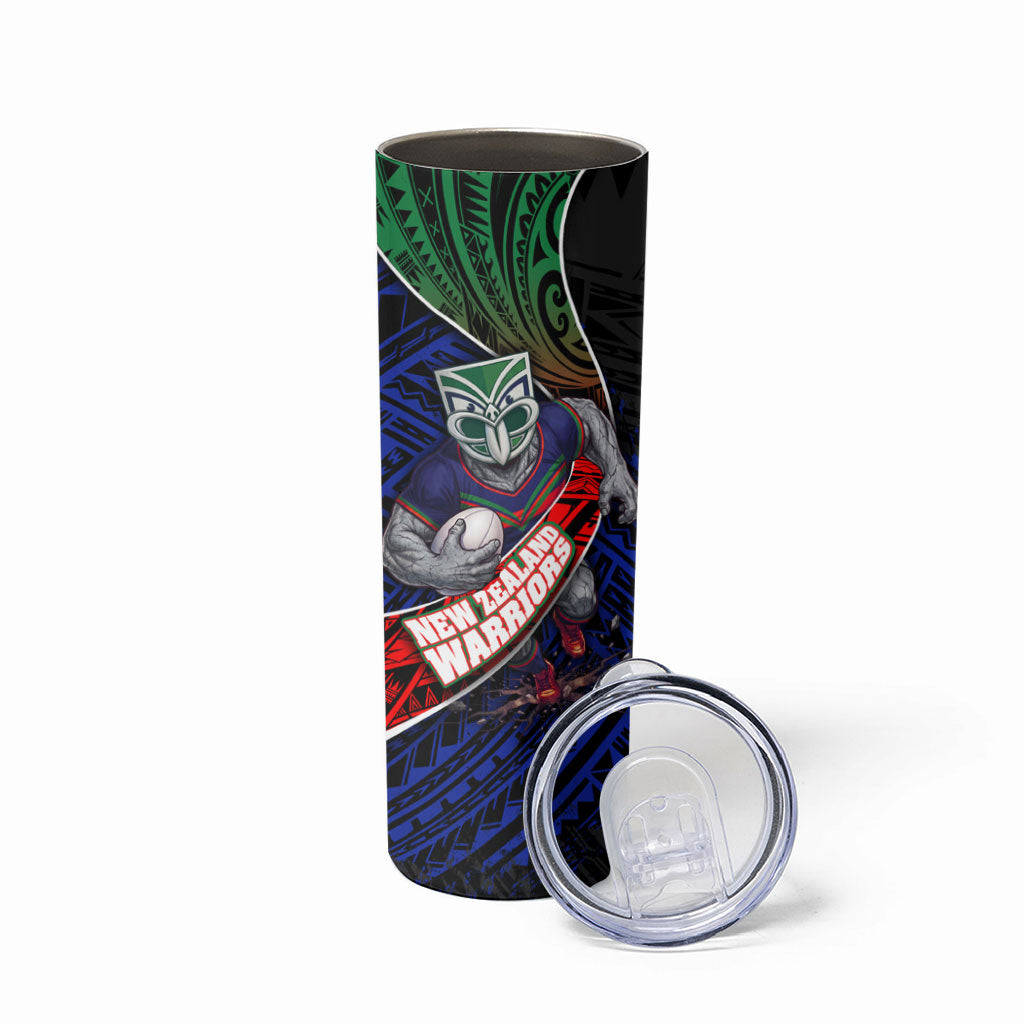 New Zealand Warriors Rugby Skinny Tumbler Tribal Polynesian Power Art - Lightning Mascot