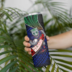 New Zealand Warriors Rugby Skinny Tumbler Tribal Polynesian Power Art - Lightning Mascot