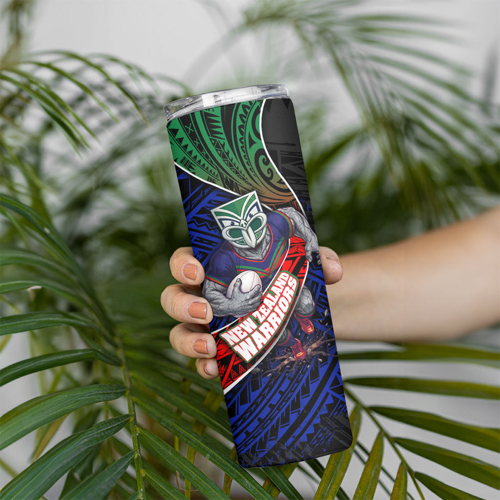 New Zealand Warriors Rugby Skinny Tumbler Tribal Polynesian Power Art - Lightning Mascot