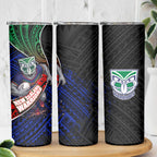 New Zealand Warriors Rugby Skinny Tumbler Tribal Polynesian Power Art - Lightning Mascot
