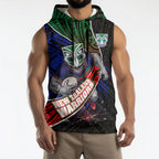 New Zealand Warriors Rugby Sleeveless Hoodie Tribal Polynesian Power Art - Lightning Mascot