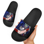 New Zealand Warriors Rugby Slide Sandals Tribal Polynesian Power Art - Lightning Mascot