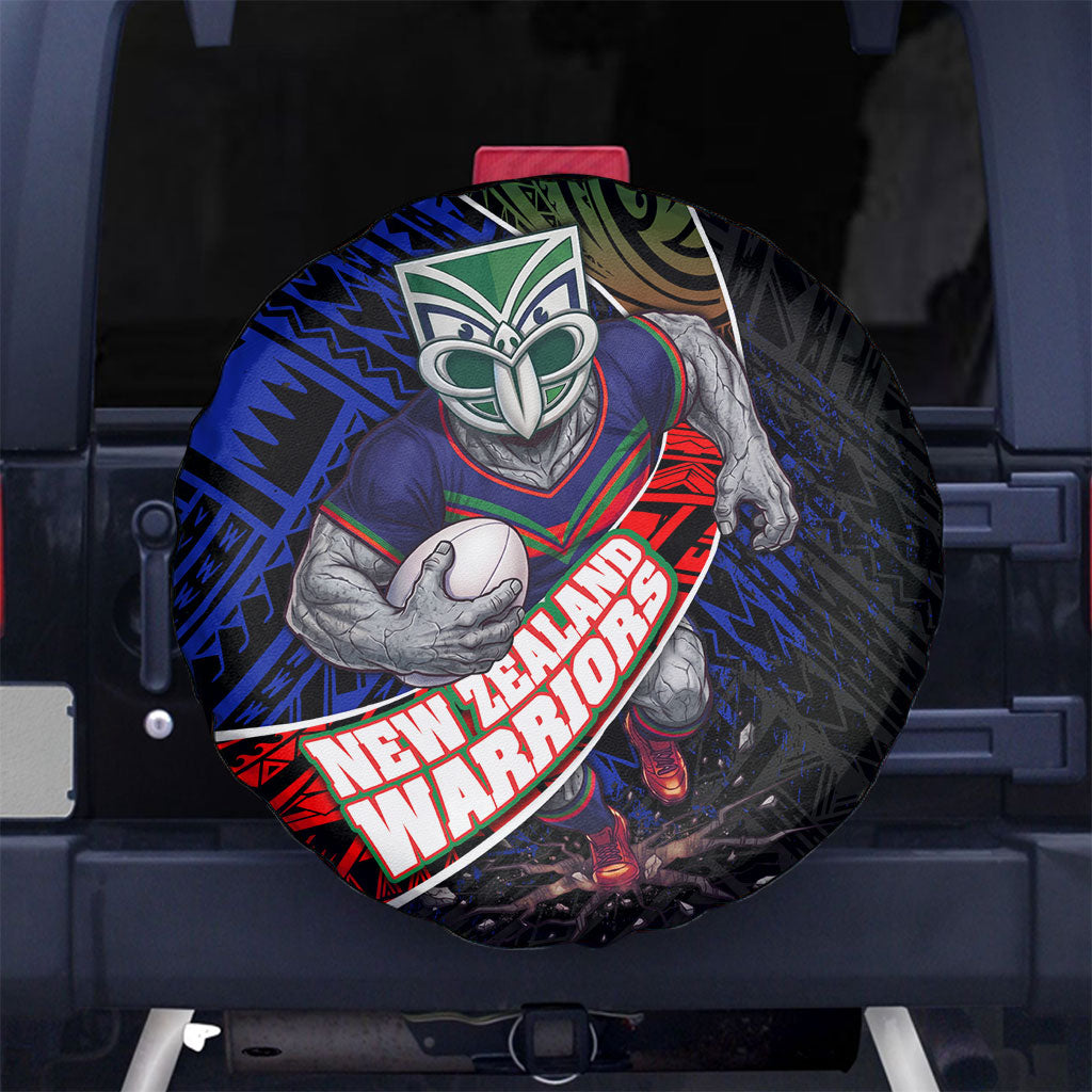 New Zealand Warriors Rugby Spare Tire Cover Tribal Polynesian Power Art - Lightning Mascot