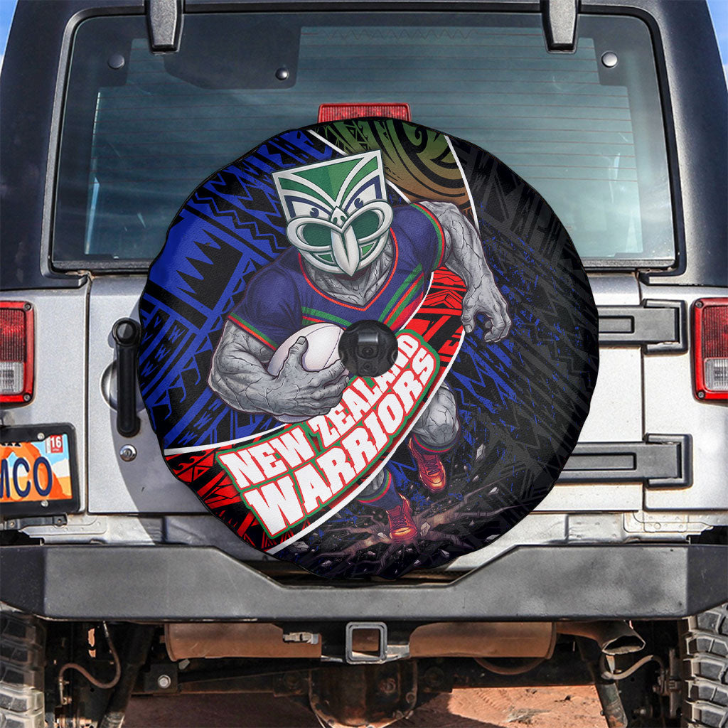 New Zealand Warriors Rugby Spare Tire Cover Tribal Polynesian Power Art - Lightning Mascot