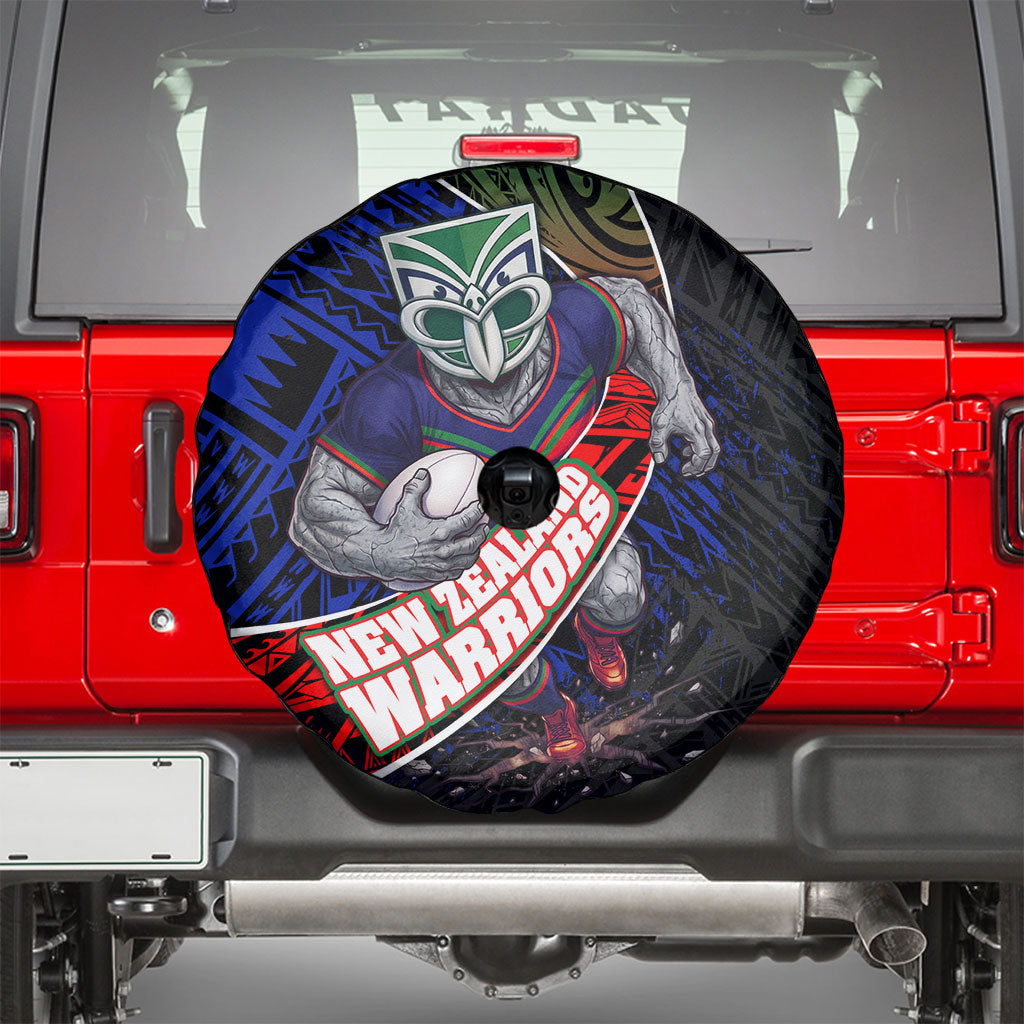 New Zealand Warriors Rugby Spare Tire Cover Tribal Polynesian Power Art - Lightning Mascot