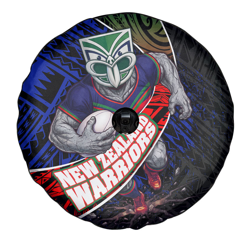 New Zealand Warriors Rugby Spare Tire Cover Tribal Polynesian Power Art - Lightning Mascot