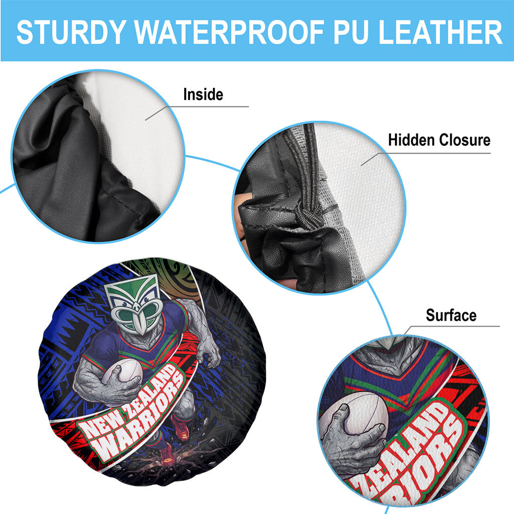 New Zealand Warriors Rugby Spare Tire Cover Tribal Polynesian Power Art - Lightning Mascot