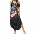 New Zealand Warriors Rugby Summer Maxi Dress Tribal Polynesian Power Art - Lightning Mascot