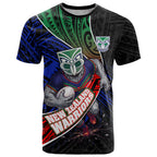 New Zealand Warriors Rugby T Shirt Tribal Polynesian Power Art - Lightning Mascot