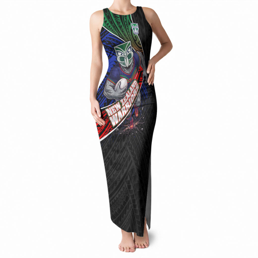 New Zealand Warriors Rugby Tank Maxi Dress Tribal Polynesian Power Art - Lightning Mascot