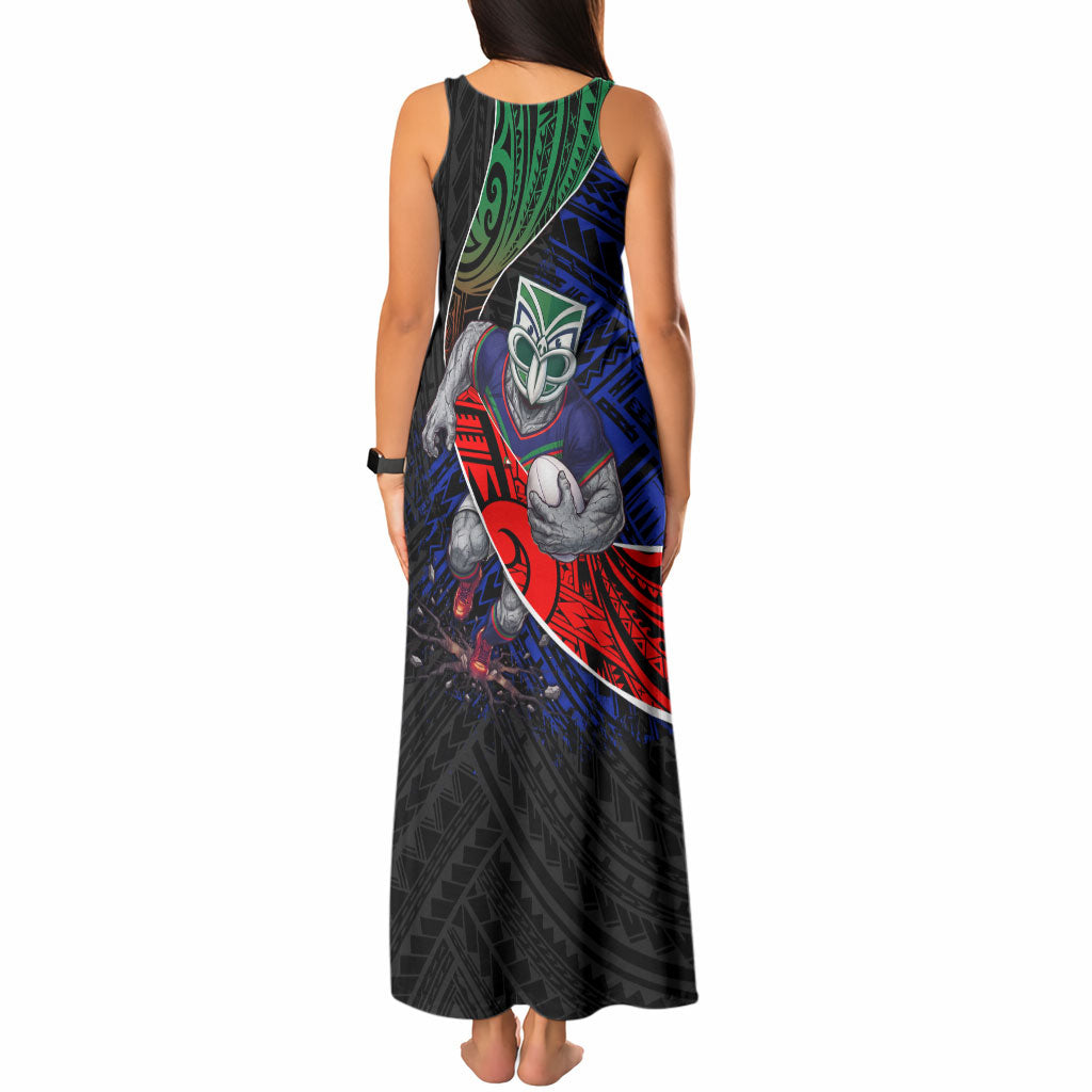 New Zealand Warriors Rugby Tank Maxi Dress Tribal Polynesian Power Art - Lightning Mascot