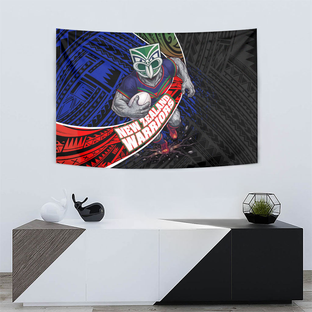 New Zealand Warriors Rugby Tapestry Tribal Polynesian Power Art - Lightning Mascot