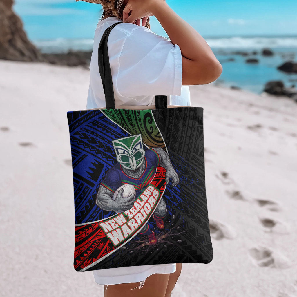 New Zealand Warriors Rugby Tote Bag Tribal Polynesian Power Art - Lightning Mascot