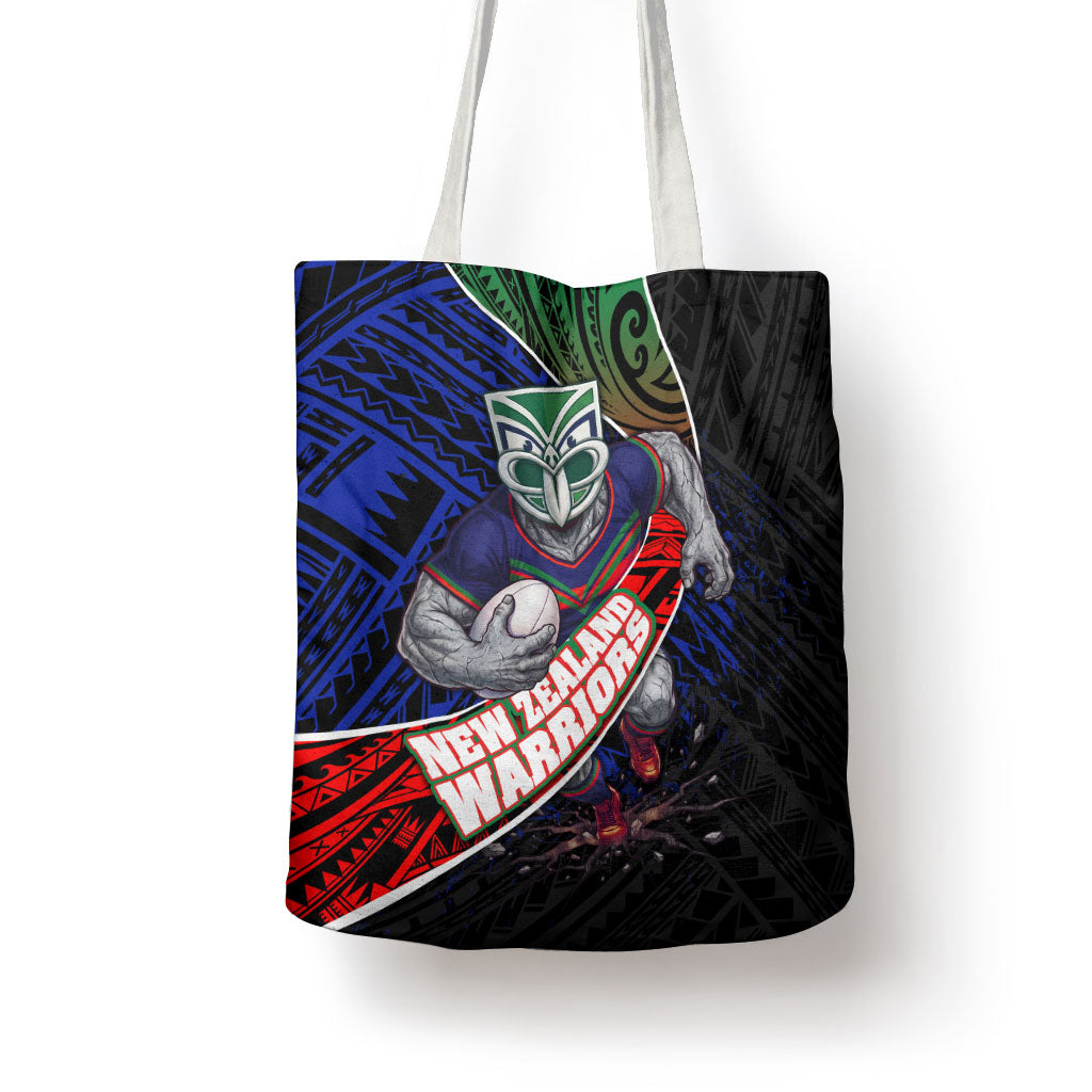 New Zealand Warriors Rugby Tote Bag Tribal Polynesian Power Art - Lightning Mascot