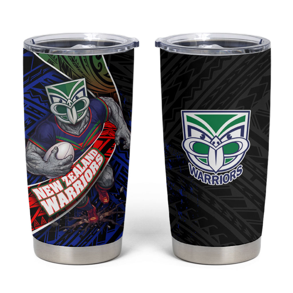 New Zealand Warriors Rugby Tumbler Cup Tribal Polynesian Power Art - Lightning Mascot