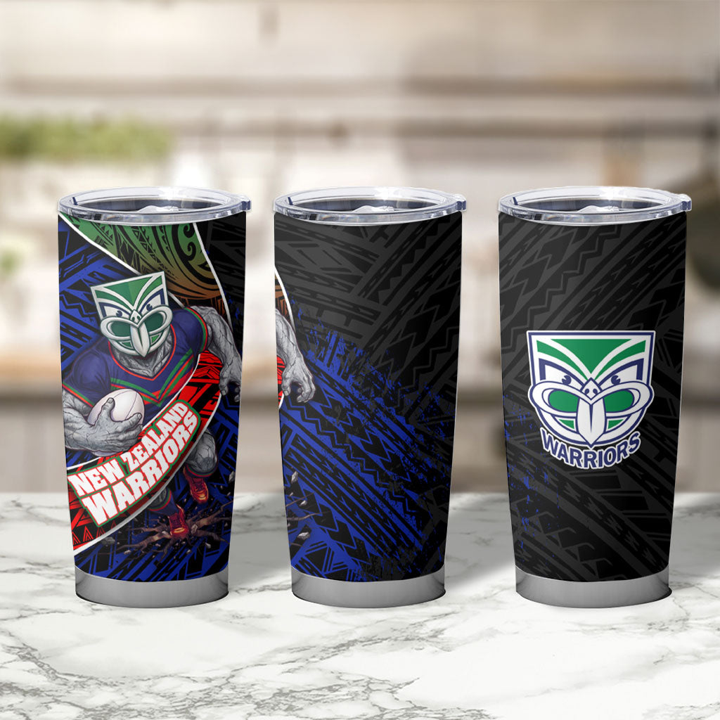 New Zealand Warriors Rugby Tumbler Cup Tribal Polynesian Power Art - Lightning Mascot