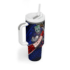 New Zealand Warriors Rugby Tumbler With Handle Tribal Polynesian Power Art - Lightning Mascot