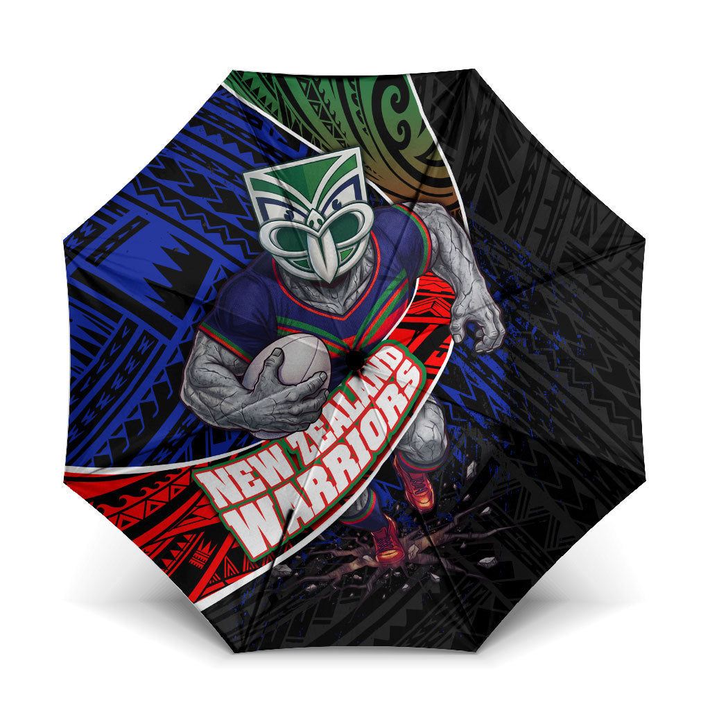 New Zealand Warriors Rugby Umbrella Tribal Polynesian Power Art - Lightning Mascot