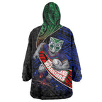 New Zealand Warriors Rugby Wearable Blanket Hoodie Tribal Polynesian Power Art - Lightning Mascot