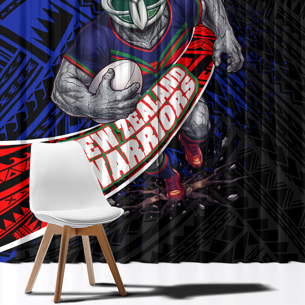New Zealand Warriors Rugby Window Curtain Tribal Polynesian Power Art - Lightning Mascot