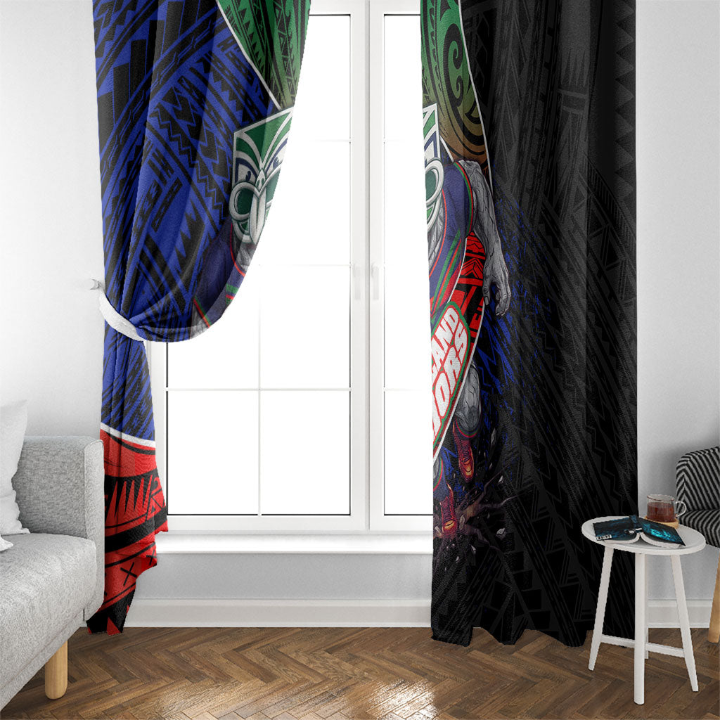 New Zealand Warriors Rugby Window Curtain Tribal Polynesian Power Art - Lightning Mascot