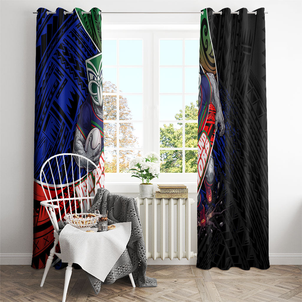 New Zealand Warriors Rugby Window Curtain Tribal Polynesian Power Art - Lightning Mascot