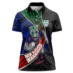 New Zealand Warriors Rugby Women Polo Shirt Tribal Polynesian Power Art - Lightning Mascot