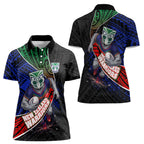 New Zealand Warriors Rugby Women Polo Shirt Tribal Polynesian Power Art - Lightning Mascot