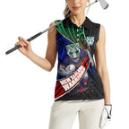 New Zealand Warriors Rugby Women Sleeveless Polo Shirt Tribal Polynesian Power Art - Lightning Mascot