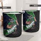 Canberra Raiders Rugby Laundry Basket Tribal Polynesian Power Art - Lightning Mascot
