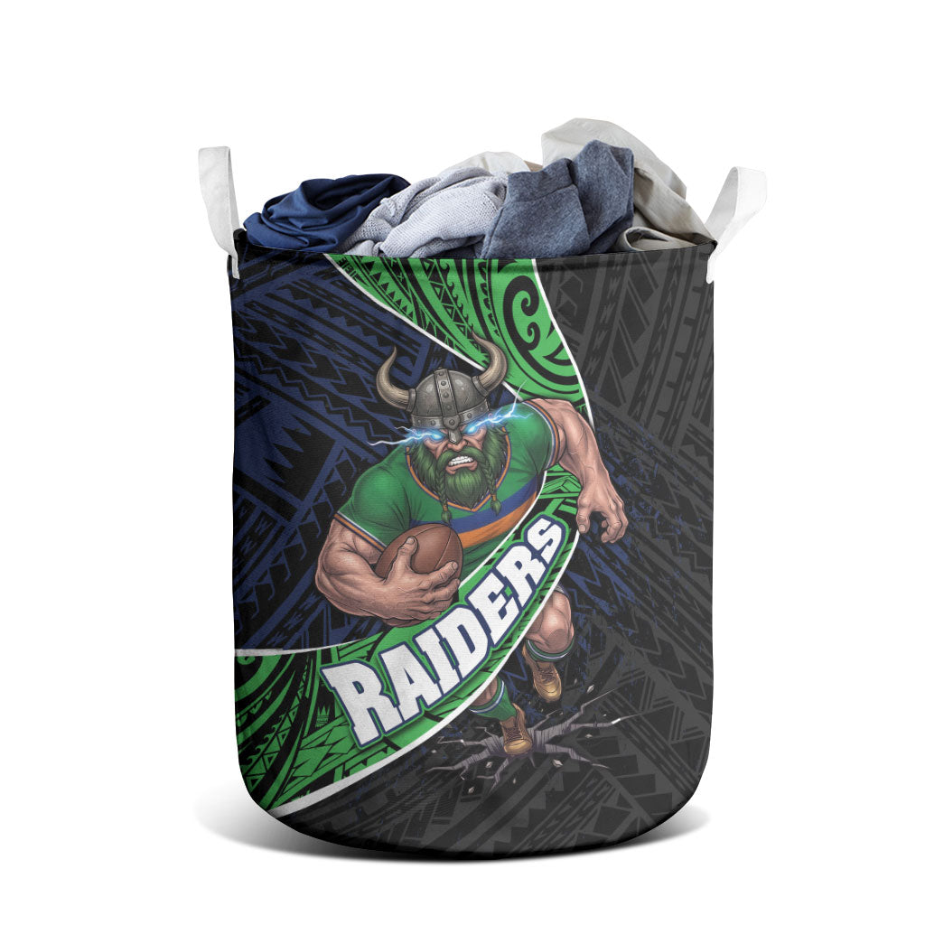 Canberra Raiders Rugby Laundry Basket Tribal Polynesian Power Art - Lightning Mascot
