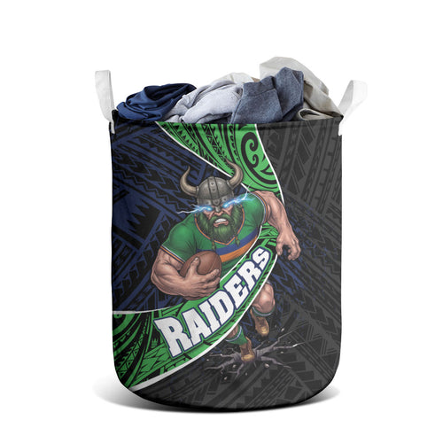 Canberra Raiders Rugby Laundry Basket Tribal Polynesian Power Art - Lightning Mascot