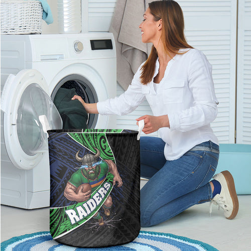 Canberra Raiders Rugby Laundry Basket Tribal Polynesian Power Art - Lightning Mascot