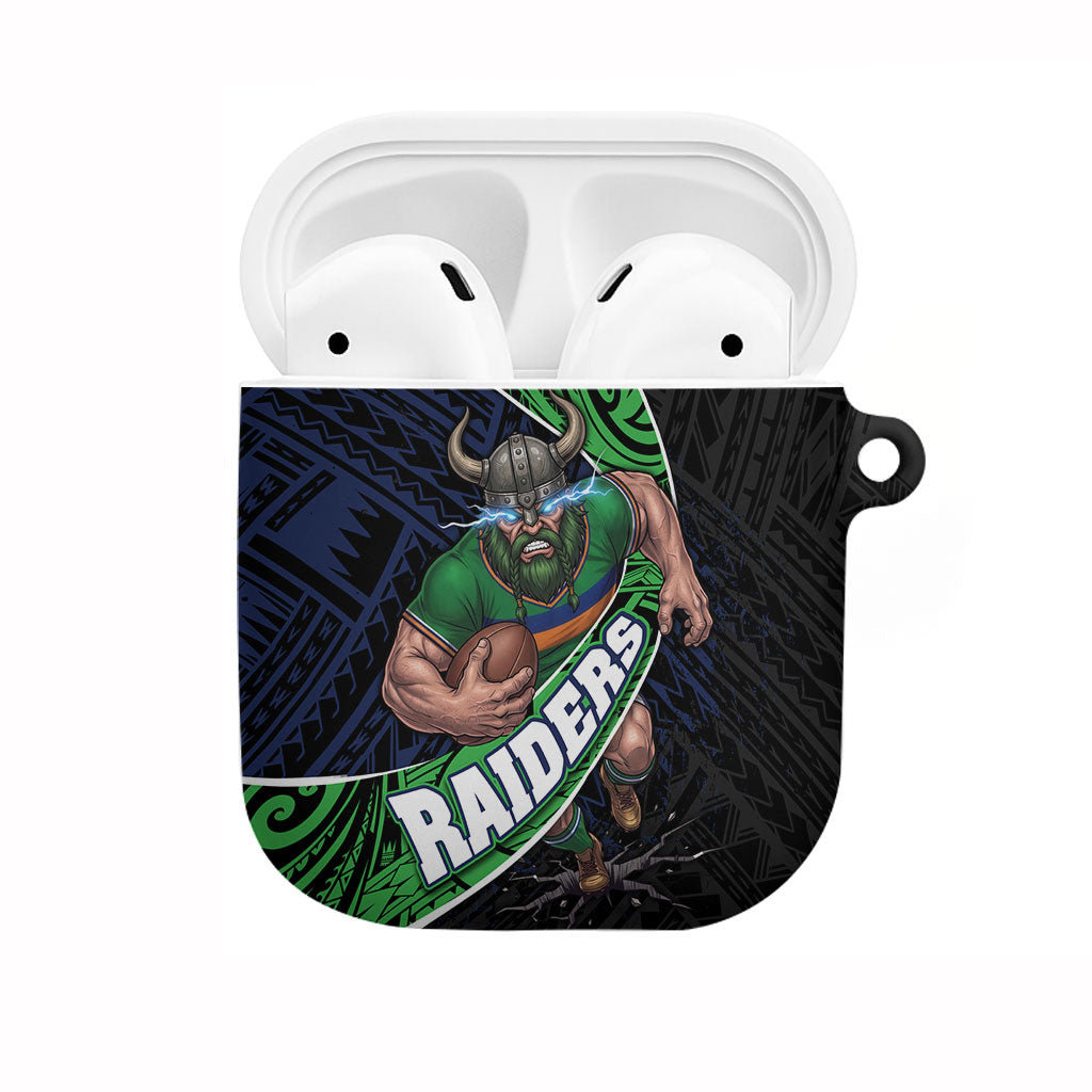 Canberra Raiders Rugby AirPods Case Tribal Polynesian Power Art - Lightning Mascot