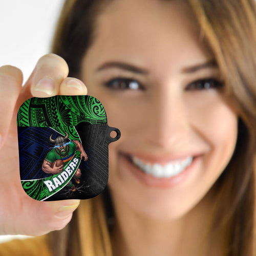 Canberra Raiders Rugby AirPods Case Tribal Polynesian Power Art - Lightning Mascot