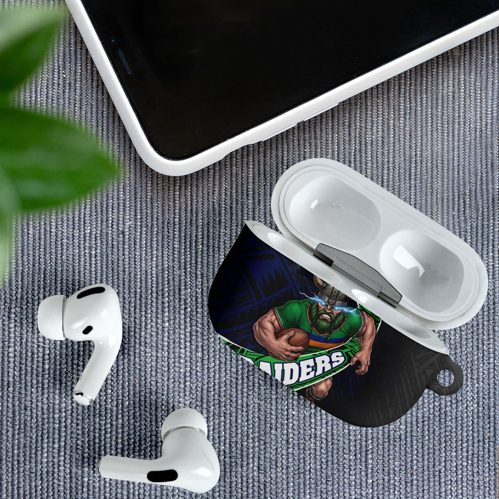 Canberra Raiders Rugby AirPods Case Tribal Polynesian Power Art - Lightning Mascot