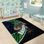 Canberra Raiders Rugby Area Rug Tribal Polynesian Power Art - Lightning Mascot