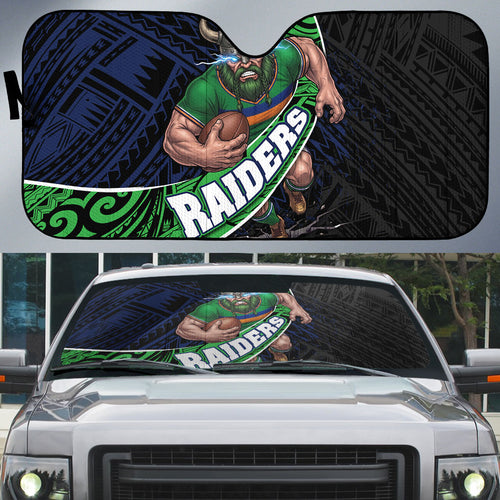 Canberra Raiders Rugby Auto Sun Shade Tribal Polynesian Power Art - Lightning Mascot