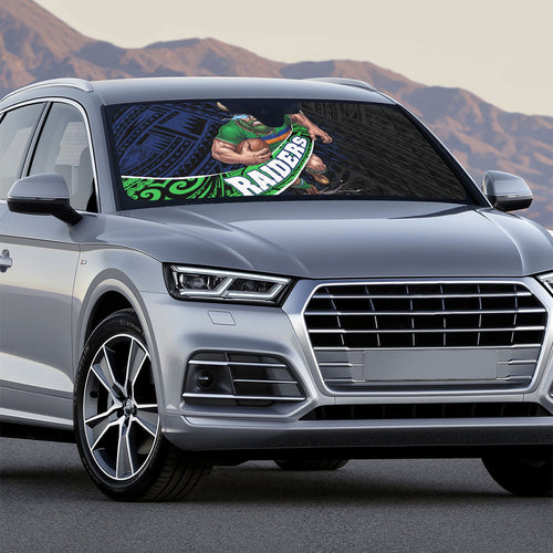 Canberra Raiders Rugby Auto Sun Shade Tribal Polynesian Power Art - Lightning Mascot